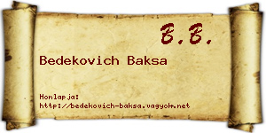 Bedekovich Baksa névjegykártya